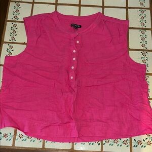 J. Crew Vibrant Pink Button-Front Blouse